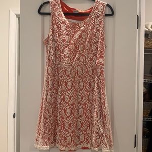 Charming Charlie orange and white lace dress